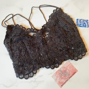 Free People FP Celine velvet cami lingerie bra top black nwt size xs